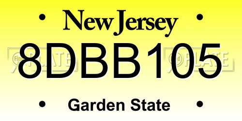 8DBB105 New Jersey License Plate