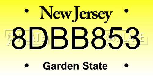 8DBB853 New Jersey License Plate