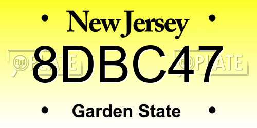 8DBC47 New Jersey License Plate