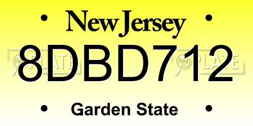 8DBD712 New Jersey License Plate