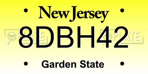8DBH42 New Jersey License Plate