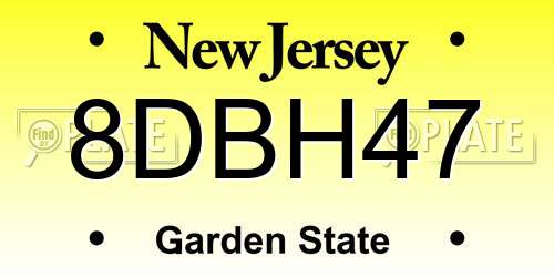 8DBH47 New Jersey License Plate