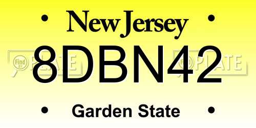 8DBN42 New Jersey License Plate