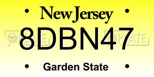 8DBN47 New Jersey License Plate