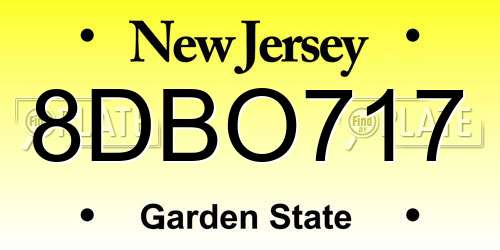8DBO717 New Jersey License Plate