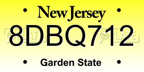 8DBQ712 New Jersey License Plate