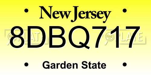 8DBQ717 New Jersey License Plate