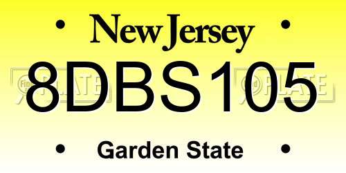 8DBS105 New Jersey License Plate