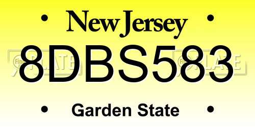 8DBS583 New Jersey License Plate