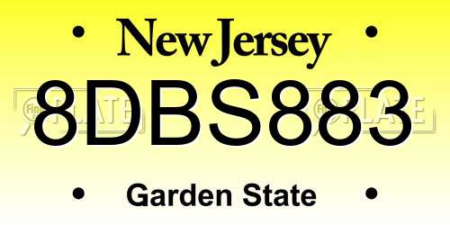 8DBS883 New Jersey License Plate