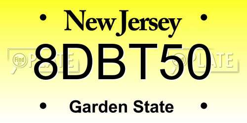 8DBT50 New Jersey License Plate