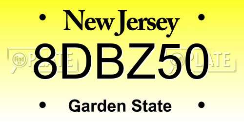 8DBZ50 New Jersey License Plate