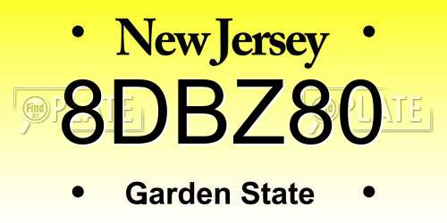 8DBZ80 New Jersey License Plate