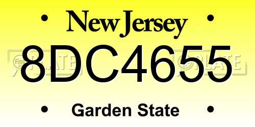 8DC4655 New Jersey License Plate