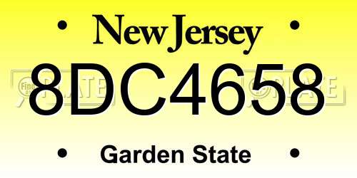 8DC4658 New Jersey License Plate