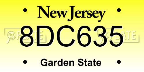 8DC635 New Jersey License Plate
