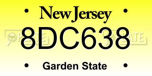 8DC638 New Jersey License Plate