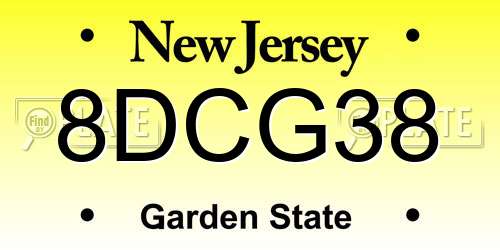 8DCG38 New Jersey License Plate