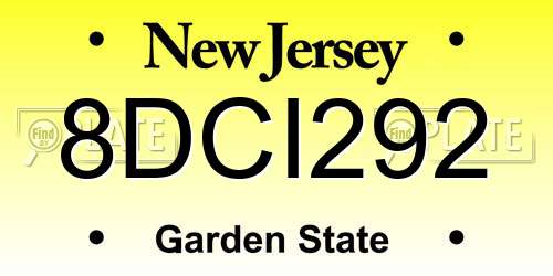 8DCI292 New Jersey License Plate