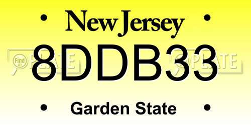 8DDB33 New Jersey License Plate