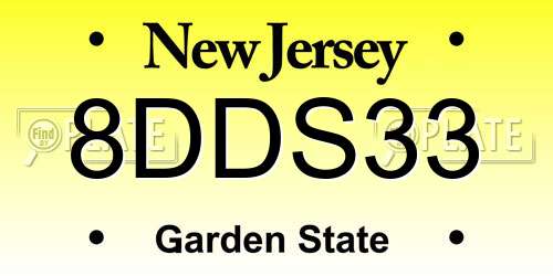 8DDS33 New Jersey License Plate