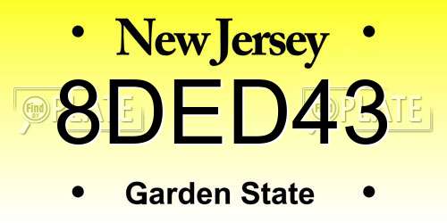 8DED43 New Jersey License Plate