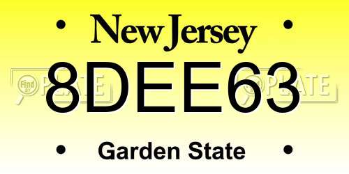 8DEE63 New Jersey License Plate