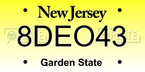 8DEO43 New Jersey License Plate