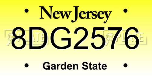 8DG2576 New Jersey License Plate