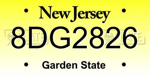 8DG2826 New Jersey License Plate