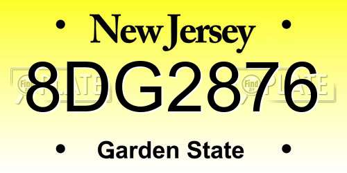 8DG2876 New Jersey License Plate