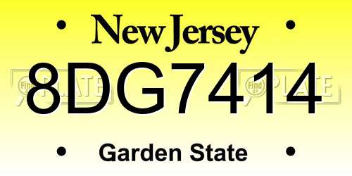 8DG7414 New Jersey License Plate
