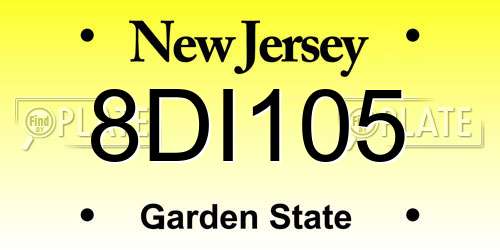 8DI105 New Jersey License Plate