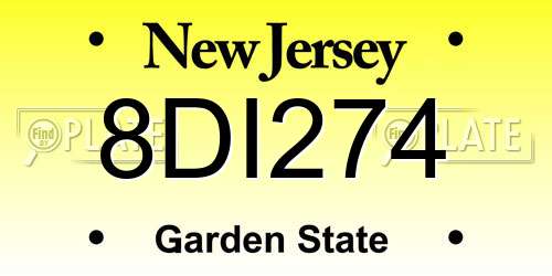 8DI274 New Jersey License Plate