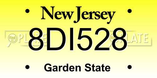 8DI528 New Jersey License Plate