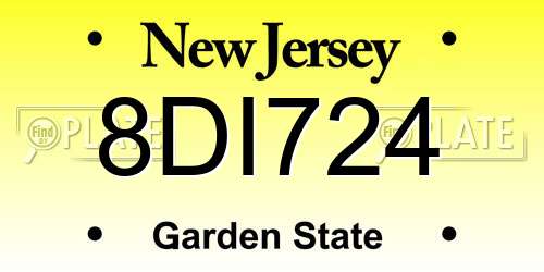 8DI724 New Jersey License Plate