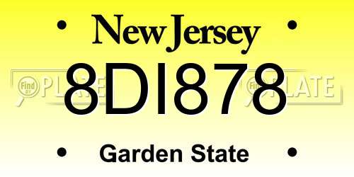 8DI878 New Jersey License Plate