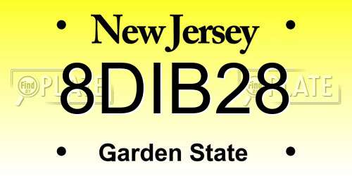 8DIB28 New Jersey License Plate