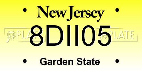 8DII05 New Jersey License Plate
