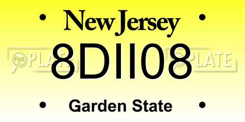 8DII08 New Jersey License Plate