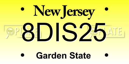 8DIS25 New Jersey License Plate