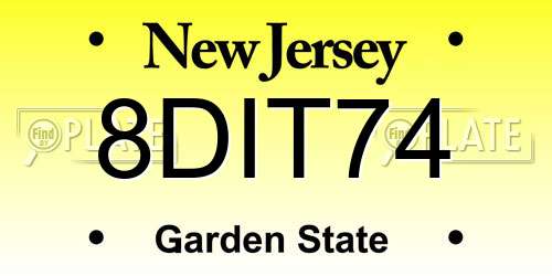 8DIT74 New Jersey License Plate