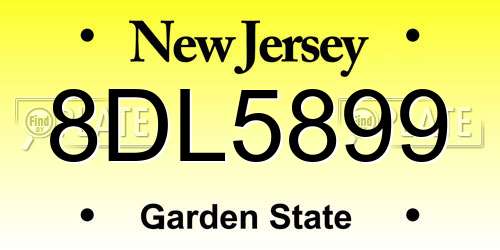 8DL5899 New Jersey License Plate