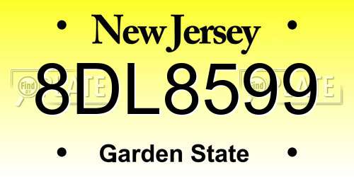 8DL8599 New Jersey License Plate