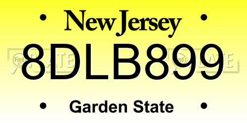 8DLB899 New Jersey License Plate