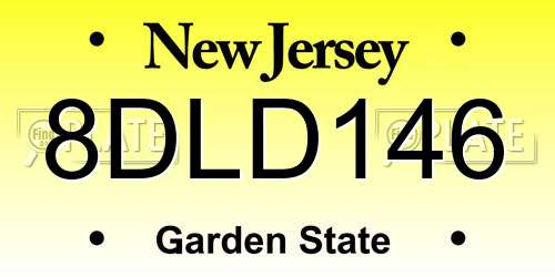 8DLD146 New Jersey License Plate