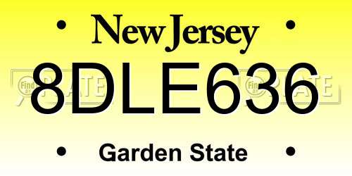 8DLE636 New Jersey License Plate