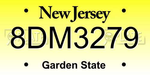 8DM3279 New Jersey License Plate