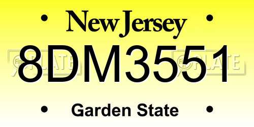 8DM3551 New Jersey License Plate