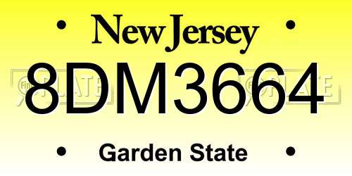 8DM3664 New Jersey License Plate